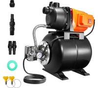 SucceBuy Pompe de puits plate 1 CV avec réservoir sous pression, 1000 GPH/3700 L/H, pompe d'irrigation automatique à augmentation de pression, course de 50 m, pressostat 20/40 PSI, tête de pompe therm