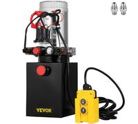 SucceBuy Pompe Hydraulique 12 V 4 L, Pompe Hydraulique Remorque Double Effet, Réservoir en Métal Démarrage Rapide Débit d'Huile Rapide Aucune Fuite, Remorque Élévateur à Ciseaux
