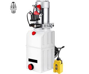 SucceBuy Pompe Hydraulique 12 V 6 L, Pompe Hydraulique Remorque Simple Effet Réservoir Plastique, Démarrage Rapide Débit d'Huile Rapide Aucune Fuite, Remorque Élévateur à Ciseaux