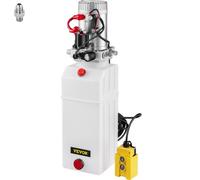 SucceBuy Pompe Hydraulique 12 V 8 L, Pompe Hydraulique Remorque Simple Effet Réservoir Plastique, Démarrage Rapide Débit d'Huile Rapide Aucune Fuite, Remorque Élévateur à Ciseaux