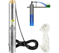 SucceBuy Pompe immergée pour puits profond 750 W, 230 V/50 Hz, 100 l/min, 66 m de hauteur de refoulement, résistante au sable, 20 m de câble, 7,6 cm d'acier inoxydable, pour une utilisation dans l'ind