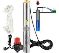 SucceBuy Pompe immergée pour puits profond 750W 230V 105L/min 62m de hauteur de refoulement IP68 Acier inoxydable,Solution d'approvisionnement en eau fiable avec un débit de 105 l/min et une hauteur d