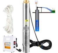 SucceBuy Pompe immergée pour puits profonds, 370 W, 230 V, 110 l/min, 44 m de hauteur de refoulement, 20 m de câble, acier inoxydable, IP68 étanche, avec boîtier depour l'industrie, l'irrigation et l'