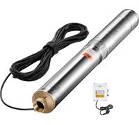 SucceBuy Pompe immergée pour puits profonds, puissance 550 W, 230 V, hauteur de refoulement 85 m, débit 65 l/min, pompe à eau en acier inoxydable avec câble de 20 m et boîtier de commande externe, pou