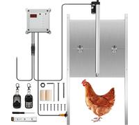 SucceBuy Porte automatique pour poulailler - 12 V, 66 W, minuterie et capteur de lumière, kit d'ouverture de porte électrique pour volailles avec capteur infrarouge, 2 télécommandes