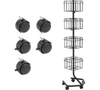 SucceBuy Porte-brochures à 4 étages, 32 compartiments, porte-littérature pivotant pour cartes postales, porte-cartes de vœux pivotant à 360° avec 5 roulettes (dont 2 blocables) pour magasins, expositi