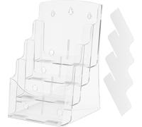 SucceBuy Porte-brochures en acrylique 8,5 x 11 pouces, stand d'affichage de littérature claire à 4 niveaux, organisateur en plastique avec cloison amovible pour bureau, exposition, comptoir ou montage