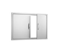 SucceBuy Porte d'Accès Pour Îlot Barbecue Avec Crochets Double Porte 99x66cm en Inox