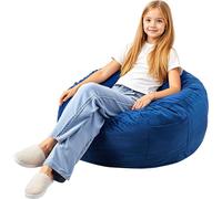 SucceBuy Pouf, rond, 3 pieds, housse amovible et lavable. Rempli de mousse à mémoire de forme 25D, velours hollandais doux. Idéal pour la chambre à coucher ou la salle de jeux, bleu