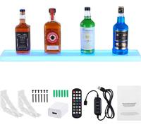 SucceBuy Présentoir à bouteilles d'alcool éclairé par LED, support mural d'étagères à whisky à 1 niveau de 30 pouces. étagère de bar domestique commerciale éclairée à 1 niveau