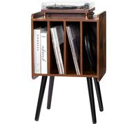 SucceBuy Présentoir pour tourne-disques à 2 niveaux, marron, pour 100 albums