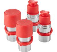 SucceBuy Raccords hydrauliques à face plate de 1/2 pouce, raccords rapides NPT de 1/2 pouce pour chargeuses compactes avec 4 capuchons anti-poussière (ISO16028)