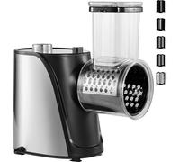 SucceBuy Râpe à fromage électrique et préparateur de salade, 250 W, Trancheuse alimentaire en acier inoxydable avec 5 accessoires, Coupe-légumes électrique, Hachoir, Hachoir pour fruits, légumes et fr