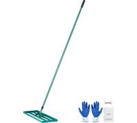 SucceBuy Râteau de nivellement de pelouse, 76,2 x 25,4 cm, nivellement robuste avec manche en acier de 198,1 cm, outil de cour et de jardin pour gazon de golf, ferme