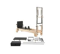 SucceBuy Reformer Pilates Bois d'érable 6 Niveaux de Résistance 181kg Noir et Bois