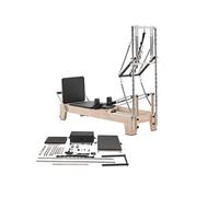 SucceBuy Reformer Pilates Bois d'hévéa 181,44kg 5 niveaux de résistance Noir et Bois