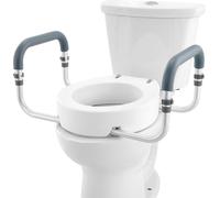 SucceBuy Réhausseur de siège de toilette, hauteur 8,9 cm, capacité de charge 136 kg, mains courantes en aluminium avec rembourrage EVA, pour personnes âgées, handicapées, femmes enceintes, usage médic