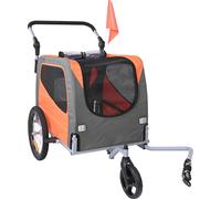 SucceBuy Remorque pour vélo pour chiens, capacité de charge 30 kg, poussette 2 en 1 et porte-vélos avec cadre pliant, roues à dégagement rapide, attelage universel, réflecteurs de sécurité, drapeau, o