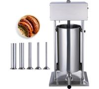 SucceBuy Remplisseur de saucisses électrique, Remplisseur de viande vertical de 25 l, moteur de 400 W, réglage de la vitesse en continu, acier inoxydable 304, 5 tubes de remplissage