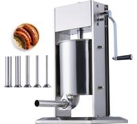 SucceBuy Remplisseur manuel de saucisses de, 10 l/22 livres, deux vitesses, acier inoxydable 304, 5 tubes, pour usage privé et professionnel