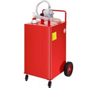 SucceBuy Réservoir de carburant de 35 gallons, réservoir de stockage de gaz sur 4 roues avec pompe de transfert manuelle, réservoir de carburant essence-diesel rouge pour voitures, tondeuses, véhicule