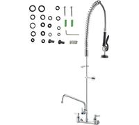 SucceBuy Robinet professionnel avec douchette de pré-évier, 119,9 cm de hauteur, 20,3 cm de centre, 30,5 cm de bec pivotant, robinet d'évier de cuisine à montage mural, construction en laiton avec dou