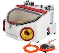 SucceBuy Sableuse dentaire, 2 stylos + 2 réservoirs, Sableuse de laboratoire avec lumière LED, grande fenêtre de visualisation, commande à pédale