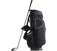 SucceBuy Sac pour chariot de golf avec 14 compartiments, 35 pouces léger, organisateur avec 11 poches, sac robuste pour chariot sur pied, double bandoulière, housse anti-poussière et poignées, noir et