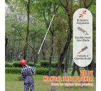 SucceBuy Scie à élaguer manuelle de . Extensible de 1,5 à 6 m. Lame en acier. Pour l'élagage des arbres. Alliage d'aluminium léger. Avec brosse. Pour palmiers/arbustes. Matériau : acier et alliage d'a