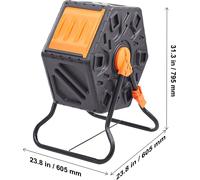 SucceBuy Seau à compost de 18,5 gallons, tumbler rotatif compact avec porte coulissante, cadre en acier, composteur sans BPA pour le jardin, la cuisine, l'extérieur