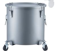 SucceBuy Seau à graisse de 16 gallons pour friteuse, récipient d'élimination de l'huile avec pied à roulettes, récipient inoxydable en acier au carbone avec couvercle, clips de fermeture, sac filtrant