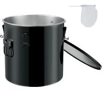 SucceBuy Seau à graisse pour friteuse, 10 gallons de récipient d'élimination d'huile en acier inoxydable avec revêtement antirouille, récipient de transport d'huile avec sac filtrant, clips de fermetu