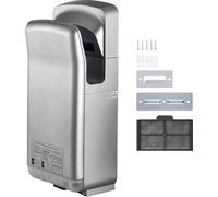SucceBuy Sèche-mains Jet, 2000W, 220V, Sèche-mains électrique haut de gamme pour usage professionnel, infrarouge automatique à haute vitesse, montage mural, ABS avec filtre HEPA, argenté