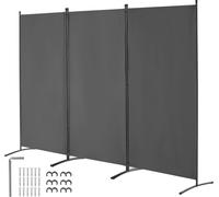 SucceBuy Séparation de pièce avec 3 panneaux, pare-vue pliable, cloison portable pour bureau, chambre à coucher, salle d'étude, gris, autoportant