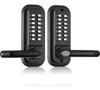 SucceBuy Serrure de porte mécanique sans clé, clavier à 14 chiffres, kit de serrure de porte double face étanche en alliage de zinc avec clavier et poignée, facile à installer pour jardin, cour, garag