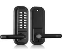 SucceBuy Serrure de porte mécanique sans clé, clavier à 14 chiffres, kit de serrure de porte extérieure encastrée avec poignée, alliage de zinc étanche, installation facile pour jardin, garage, hangar