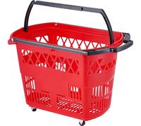 SucceBuy Set de 6 paniers à provisions, 39 l, paniers à roulettes portables en plastique avec poignées et roulettes, grand set de paniers à provisions pour supermarchés, magasins de détail, courses al