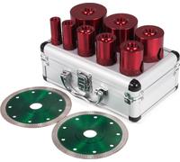 SucceBuy Set de 8 scies-trépans diamantées, carotteuse M14 20/25/32/35/40/50/60/68 mm avec 2 lames de scie, mèche de perforateur pour carottage de carrelage, faïence et granit, outil portable.