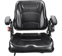 SucceBuy Siège universel pour chariot élévateur, siège de tracteur à angle réglable, avec microrupteur, ceinture de sécurité et accoudoirs, fente de 6,3 à 13,4 pouces, adapté aux chargeuses-pelleteuse