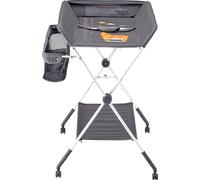 SucceBuy Station à langer pliable pour bébés avec panier latéral et roulettes, gris foncé