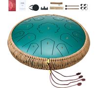 SucceBuy Steel Tongue Drum, 14 en 15 notes, ré majeur, pour le jardin, avec mailloches et sac, vert