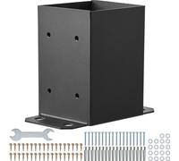 SucceBuy Supports de base pour poteaux 101,6 x 101,6 mm, 4 pièces d'ancrage de poteaux robustes revêtus par poudre avec dimensions intérieures 91 x 91 mm, supports en bois noir mat pour pavillon, balu