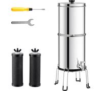 SucceBuy Système de filtration d'eau par gravité 2.25G, filtration de plan de travail en acier inoxydable 304, réduit le plomb et le chlore à 99%, avec filtres à charbon, robinet et support, pour la m