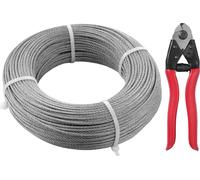 SucceBuy T316 Câble de garde-corps de pont, câble en fil d'acier inoxydable de 1/8 de pouce, 300 pieds avec jeu de coupe. 7 x 7 torons, qualité marine/aérienne pour mains courantes extérieures, escali