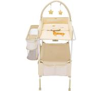 SucceBuy Table à langer pliable avec panier latéral et tringle à vêtements en beige