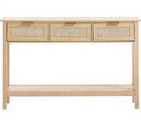 SucceBuy Table console en rotin avec 3 tiroirs, porte coulissante en rotin, table basse d'entrée pour le salon, le bureau, le mur de télévision, matériau écologique, construction stable