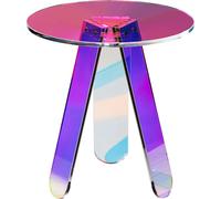 SucceBuy Table d'appoint ronde irisée, table d'appoint en acrylique transparent pour boissons, nourriture, snacks dans le salon, la chambre à coucher, le bureau, finition arc-en-ciel