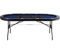 SucceBuy Table de poker pliable pour 10 joueurs, table ovale de blackjack et de Texas Holdem de 84" avec rails rembourrés et porte-boissons en acier inoxydable, table de jeu de cartes de casino pliabl