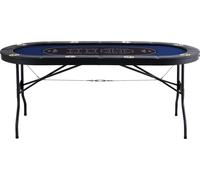 SucceBuy Table de poker pliable pour 8 joueurs, table ovale de blackjack et de Texas Holdem de 72" avec rails rembourrés et porte-boissons en acier inoxydable, table de jeu de cartes de casino pliable