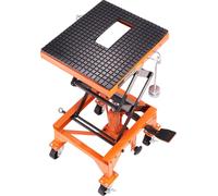SucceBuy Table élévatrice hydraulique pour moto Capacité 200 kg Cric à ciseaux Wide Deck J-Haken 4 roues à pied Jack Stand ATV Dirt Bikes